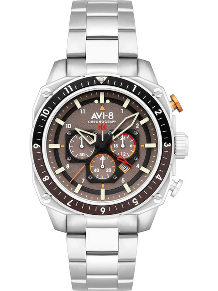 AVI-8 Hawker Ανδρικό Ρολόι Χρονογράφος με Ασημί Μεταλλικό Μπρασελέ AV-4100-33