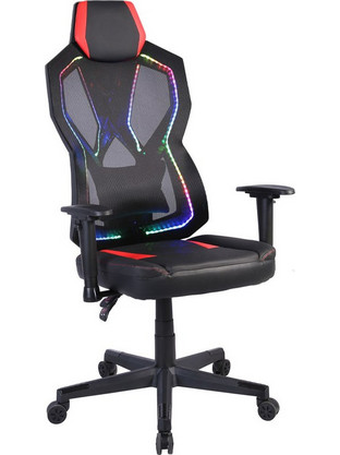 Liberta Stom Καρέκλα Gaming Mesh με Ρυθμιζόμενα Μπράτσα και RGB Μαύρη Κόκκινη 25-0705