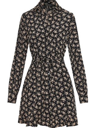 Funky Buddha Mini Καθημερινό Φόρεμα Floral Σεμιζιέ Μαύρο FBL010-130-13