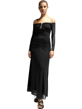 Laagam Maxi Φόρεμα για Γάμο / Βάπτιση Μαύρο 02LAFW2406-BLK