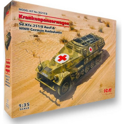 ICM Sd.Kfz.251/8 Ausf.A Krankenpanzerwagen WWII German Ambulance Συναρμολογούμενο Πλαστικό Μοντέλο Αυτοκίνητου 1:35