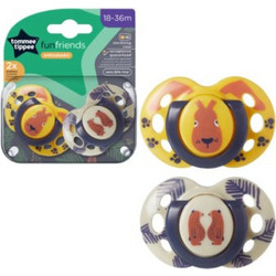Tommee Tippee Fun Friends Ορθοδοντικές Πιπίλες Σιλικόνης 18-36m Yellow Cream 2τμχ