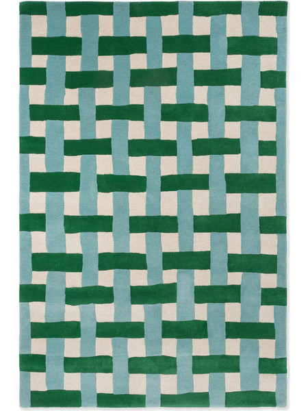 Harlequin Basketweave Χειροποίητο Χαλί Ορθογώνιο Μάλλινο 170x240cm 144107 Green Blue