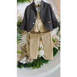 Stova Bambini Βαπτιστικό Σετ Ρούχων για Αγόρι με Παντελόνι Πουκάμισο Σακάκι & Γιλέκο 7τμχ AW25B2