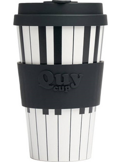 Quy Cup Ποτήρι Πλαστικό Pianoforte Μαύρο Λευκό 400ml RPETBAMB40-995