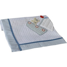 Bebe Stars Fisherman Πάνα Αγκαλιάς Πικέ Λευκή Γαλάζια 90x90cm