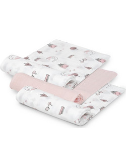 Interbaby Bear Πάνες Αγκαλιάς Ροζ Λευκές 70x55cm 3τμχ