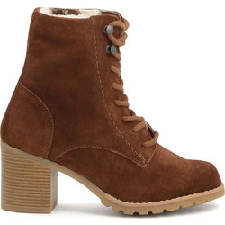 Clarks Clarkwell Lace Γυναικεία Αρβυλάκια Suede Ταμπά με Χοντρό Ψηλό Τακούνι και Γούνα 26167721
