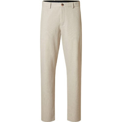 Selected Ανδρικό Παντελόνι Κουστουμιού Joggers Ελαστικό Slim Εφαρμογή Εκρού 16090460