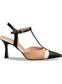Envie Shoes Γόβες Δερμάτινες με Λεπτό Ψηλό Τακούνι & Λουράκι Μαύρες Nude E02-21730-34