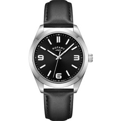 Rotary Ανδρικό Ρολόι με Μαύρο Δερμάτινο Λουράκι GS05770/04