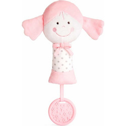Amek Toys Ginger & Libbie Pink Υφασμάτινη Κουδουνίστρα Πίεσης για Νεογέννητα Pink