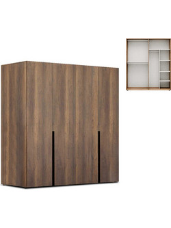 Megapap Τετράφυλλη Ντουλάπα Ρούχων Oryana Καρυδί 180x62x210cm GP009-0261,1