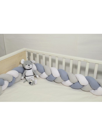 Baby Oliver Des 3175 Πάντα Κούνιας Πλεξούδα Λευκό Γκρι Γαλάζιο 20x200cm
