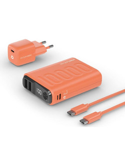 RealPower PB-10000 Power Bank 10000mAh με 2 Θύρες USB-A & Θύρα USB-C Orange