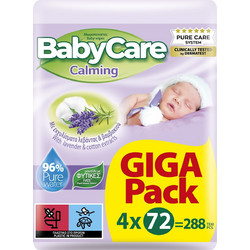 BabyCare Calming Μωρομάντηλα Χωρίς Οινόπνευμα & Parabens με Λεβάντα 4x72τμχ