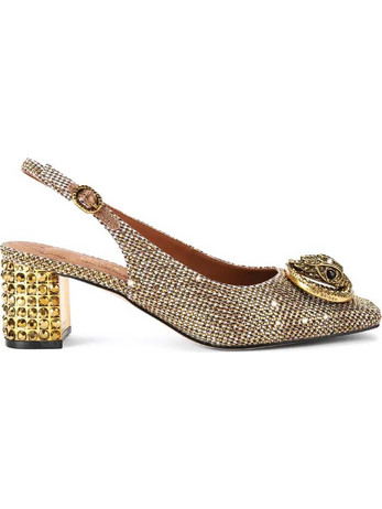 Kurt Geiger Γόβες Slingback με Λεπτό Χαμηλό Τακούνι & Στρας Χρυσές 3415040609-40