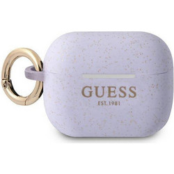 Guess Glitter Θήκη Σιλικόνης με Γάντζο για Apple AirPods Pro 1 Μωβ