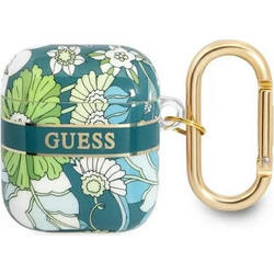 Guess Flower Strap Collection Θήκη Σιλικόνης με Γάντζο για Apple AirPods 1 / 2 Πολύχρωμη