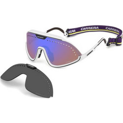 Carrera CA01 6HT/ZS99 Ανδρικά Γυαλιά Ηλίου Μάσκα Κοκάλινα Λευκά με Μπλε Φακό
