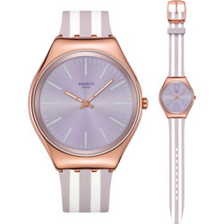 Swatch Simply Beachy Γυναικείο Ρολόι με Μωβ Καουτσούκ Λουράκι SYXG130