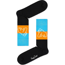 Happy Socks Βαμβακερές Γυναικείες Κάλτσες με Σχέδια Μαύρες Πορτοκαλί GOR01-9300
