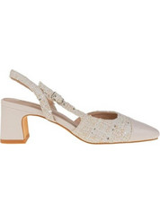 Corina Γόβες Slingback με Χοντρό Χαμηλό Τακούνι Εκρού M5331