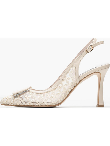 Mortoglou Γόβες Slingback με Λεπτό Ψηλό Τακούνι Εκρού 2548.74940