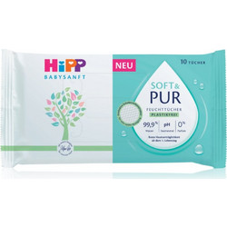 Hipp Soft & Pur Μωρομάντηλα με Νερό Χωρίς Άρωμα & Parabens 10τμχ
