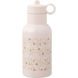 Fresk Garden Flowers Παιδικό Παγούρι Θερμός Ανοξείδωτο BPA Free με Καλαμάκι Μπεζ 350ml