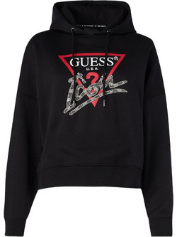Guess Icon Γυναικείο Φούτερ με Κουκούλα Μαύρο W4BQ06KB683-JBLK