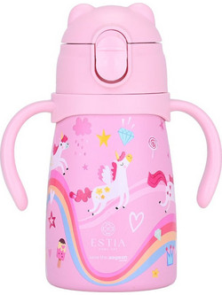 Estia Bubble Bottle Save the Aegean Rainbow Dreams Παιδικό Παγούρι Θερμός Ανοξείδωτο με Καλαμάκι Ροζ 300ml