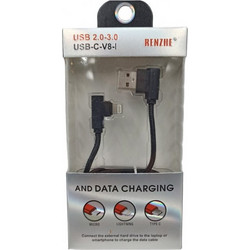 Angle 90° USB-A to Lightning Cable Black 17585-103-17585-103