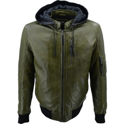 Leather 100 Ανδρικό Μπουφάν Χειμωνιάτικο Δερμάτινο Χακί 61-M-GMP-08