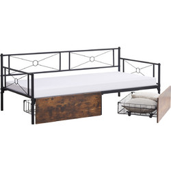 HomeMarkt Bernie Τριθέσιος Καναπές Κρεβάτι με Αποθηκευτικό Χώρο Μαύρος 195x95x75cm HM21120.01