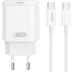 XO CE25 Φορτιστής με Καλώδιο USB-C με Θύρα USB-C 25W Power Delivery