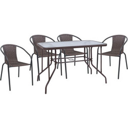 Woodwell Baleno-W Σετ Τραπεζαρία Κήπου Rattan 5τμχ Καφέ Ε240,3W