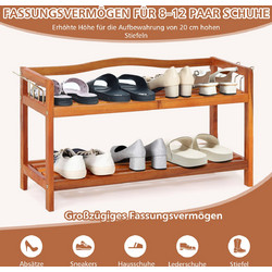 Costway Παπουτσοθήκη Ξύλινη Κερασί M42xΠ26xΥ74cm JV10323