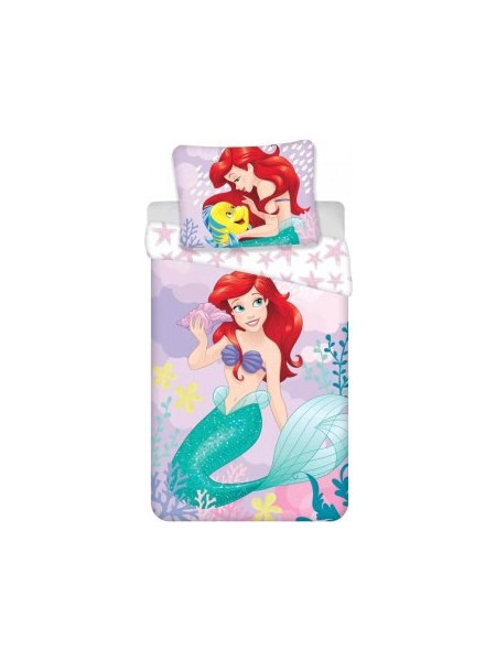 Disney Princess Ariel Σετ Παιδική Παπλωματοθήκη Μονή Βαμβακερή 140x200 Λιλά