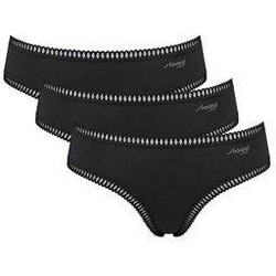 Sloggi Go Crush Βαμβακερά Γυναικεία Slip με Δαντέλα Μαύρα 3Pack 10219671-0004
