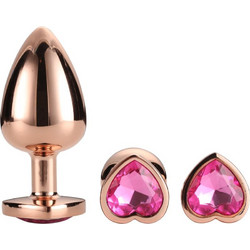 Dream Toys Gleaming Love Heart Σετ Πρωκτικές Σφήνες Diamond Plugs Ροζ Χρυσές 3τμχ