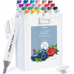 Ohuhu Basic Tones Chisel & Fine Μαρκαδόροι Ζωγραφικής Σετ 24 Χρώματα
