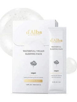 D'alba Waterfull Vegan Sleeping Κρεμώδης Μάσκα Προσώπου για Ενυδάτωση 12x4ml
