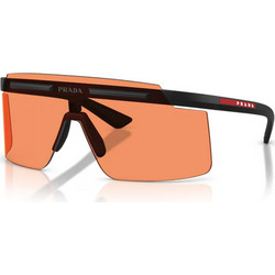 Prada PSB06S 1BO90U Ανδρικά Γυαλιά Ηλίου Μάσκα Κοκάλινα Μαύρα με Καφέ Φακό