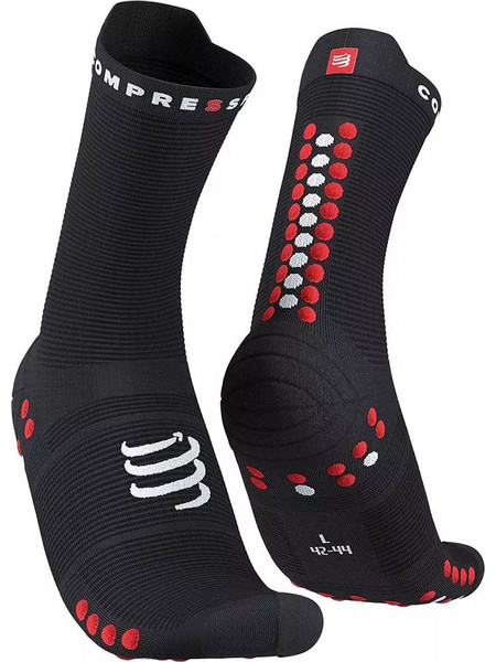 Compressport V4.0 Run Ανδρικές Κάλτσες Ψηλές με Σχέδια Μαύρες Κόκκινες Λευκές XU00046B-906