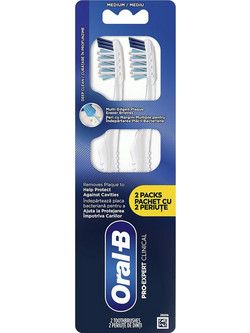 Oral-B Pro Expert Clinical Medium Οδοντόβουρτσες 2τμχ Λευκές