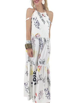 Fullah Sugah Maxi Καλοκαιρινό Βραδινό Φόρεμα Λευκό 42100406