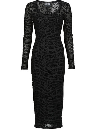 Versace Midi Καλοκαιρινό Φόρεμα για Γάμο / Βάπτιση Μαύρο 79HAO920JS490-899
