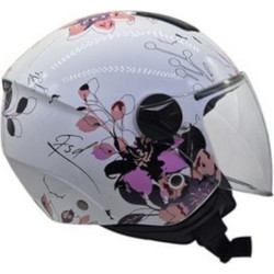 Faseed FSD 700 Iris Flowers White Pink Κράνος Μηχανής Jet 1200gr