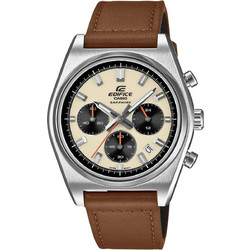 Casio Edifice Ανδρικό Ρολόι Χρονογράφος με Καφέ Δερμάτινο Λουράκι EFB-730L-7AVUEF